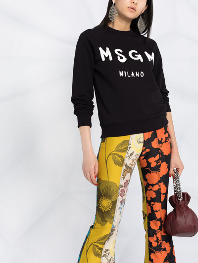 Msgm Logo Print Raglan Sweatshirt In Black