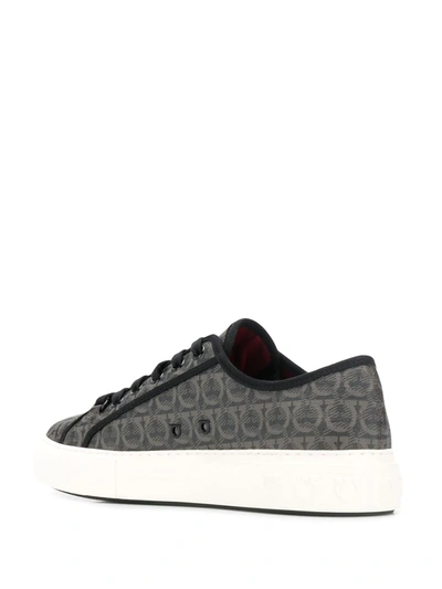 Shop Ferragamo Logo Printed Sneakers In Grey