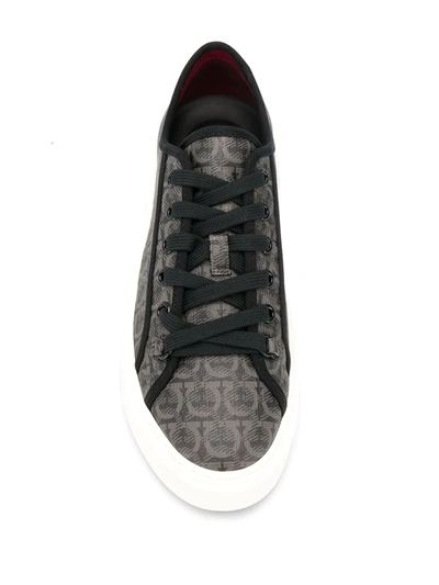 Shop Ferragamo Logo Printed Sneakers In Grey