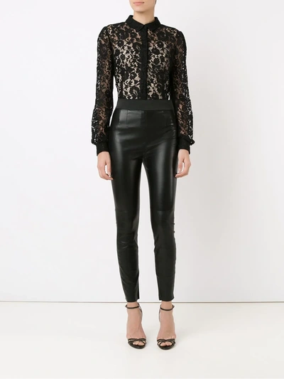 Shop Dolce & Gabbana Slim-cut Leather Leggings In Black