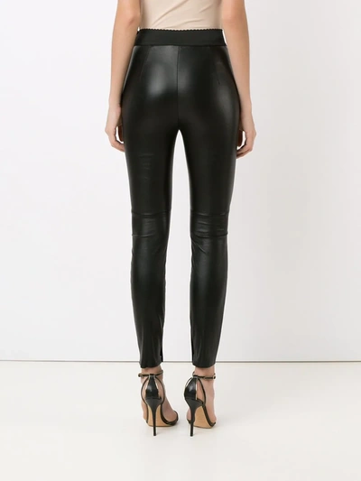 Shop Dolce & Gabbana Slim-cut Leather Leggings In Black