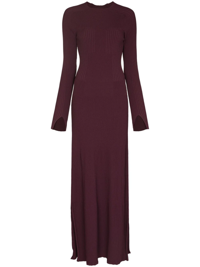 Shop Aeron Lara Ribbed-knit Dress In Purple