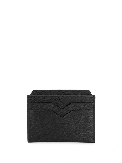Shop Valextra Pebbled Leather Cardholder In Black