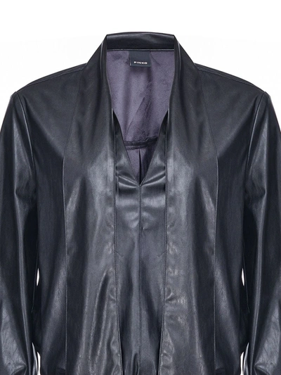 Shop Pinko Tie Neck Detail Bodysuit In Black
