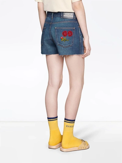 Shop Gucci Mini Denim Shorts In Blue