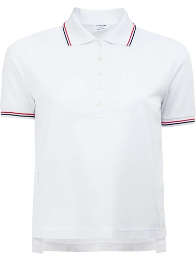 Shop Thom Browne Mercerized Pique Polo Shirt In White