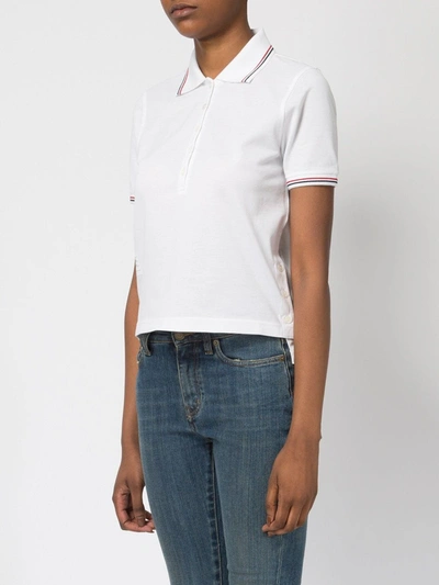 Shop Thom Browne Mercerized Pique Polo Shirt In White