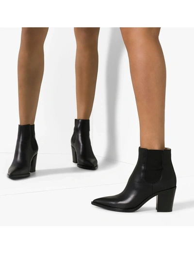 Shop Gianvito Rossi Pointed-toe Ankle Boots In Black