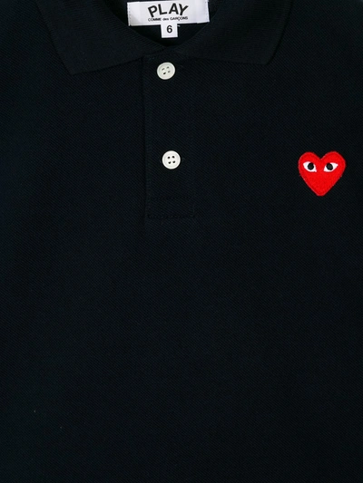 Shop Comme Des Garçons Embroidered Heart Polo In Blue