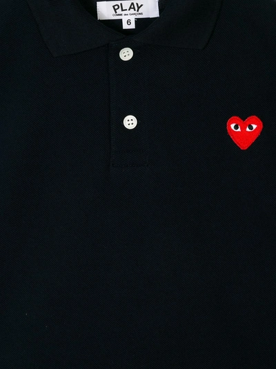 Comme Des Garçons Boys Black Kids Cotton Heart Motif Polo Shirt 2-6 Years 6 Years In Blue