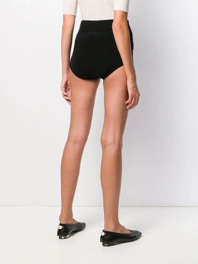 Cashmere In Love Felix Knitted Logo-patch Shorts In Black