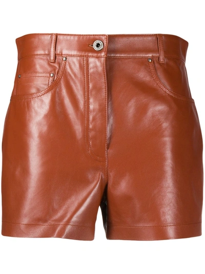 Shop Ferragamo Leather Shorts In Brown