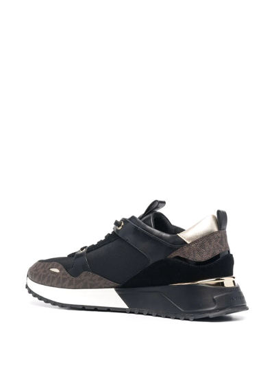 Shop Michael Michael Kors Theo Monogram-print Low-top Sneakers In Black