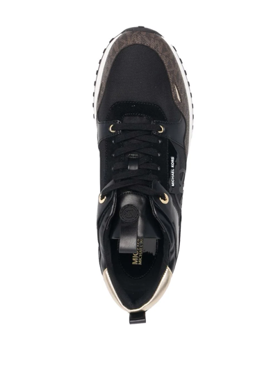 Shop Michael Michael Kors Theo Monogram-print Low-top Sneakers In Black