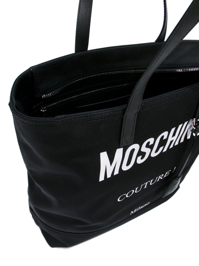 Shop Moschino Contrast Logo Tote Bag In Black