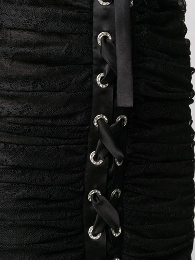 Shop Alessandra Rich Lace-up Mini Dress In Black