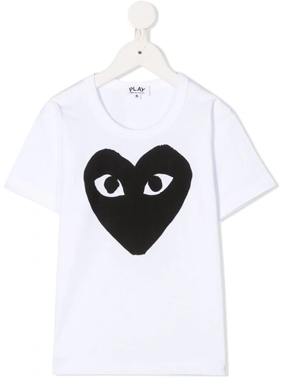 Comme Des Garçons Play White T-shirt For Kids With Logo In White