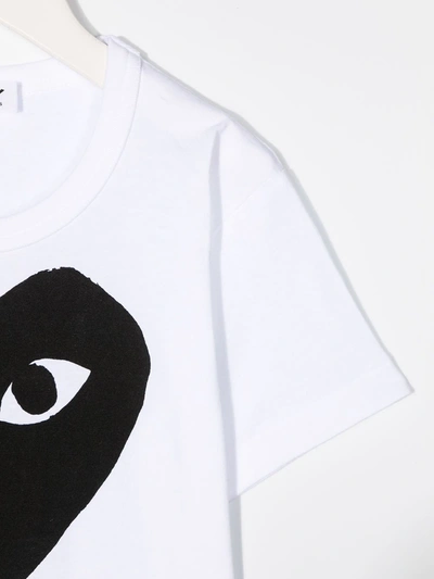 Comme Des Garçons Play White T-shirt For Kids With Logo In White