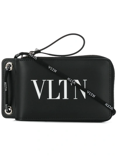 Shop Valentino Vltn Neck Wallet In Black