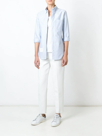 Shop Thom Browne Classic Long Sleeve Button Down Shirt In Blue Oxford