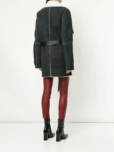 Shop Ben Taverniti Unravel Project Shearling Double Trench Coat In Black