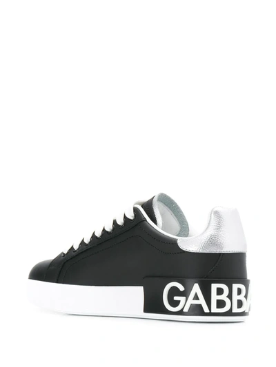 Shop Dolce & Gabbana Portofino Leather Sneakers In Black