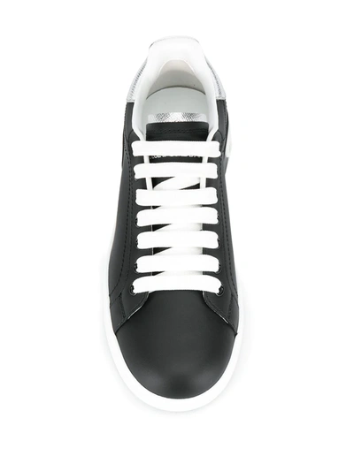 Shop Dolce & Gabbana Portofino Leather Sneakers In Black