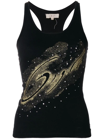 Pre-owned Romeo Gigli Vintage Glittery Detail Tank Top In Black