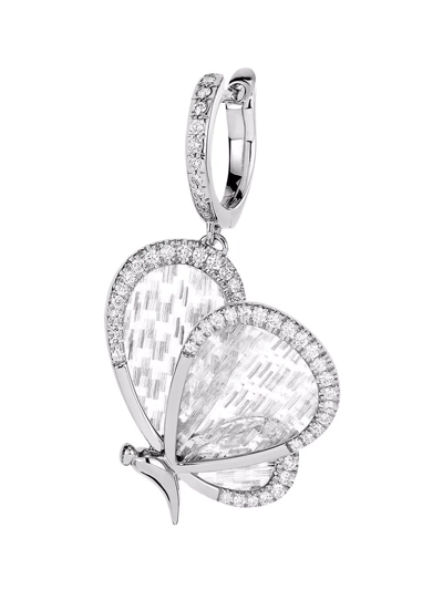 Shop Boghossian 18kt White Gold Titanium Fiber Butterfly Diamond Small Earrings In 银色