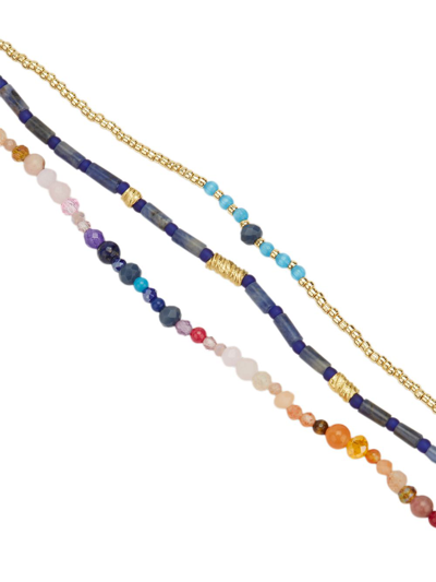 Shop Anni Lu Sundowner Set Of Three Bracelets In Blau