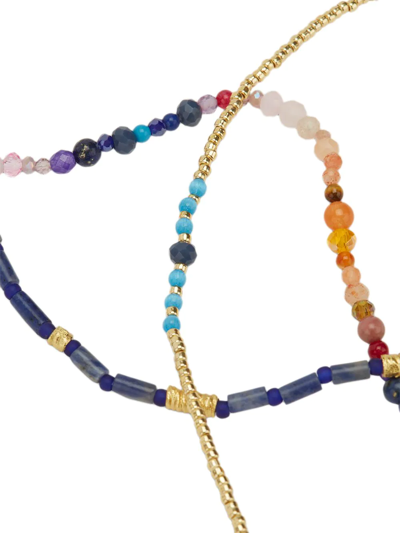Shop Anni Lu Sundowner Set Of Three Bracelets In Blau