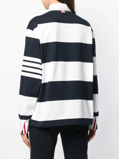 Shop Thom Browne 4-bar Striped Rugby Polo In Blue