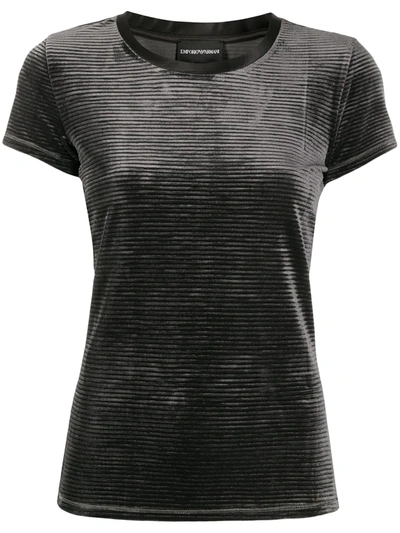Shop Emporio Armani Ribbed Effect T-shirt In Grey