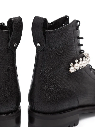 Shop Jimmy Choo Cruz Pearl-detail Combat Boots In Black