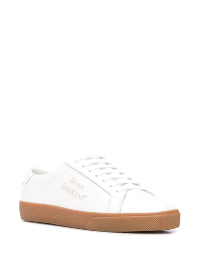 Shop Saint Laurent Court Classis Sl/06 Embroidered Sneakers In White