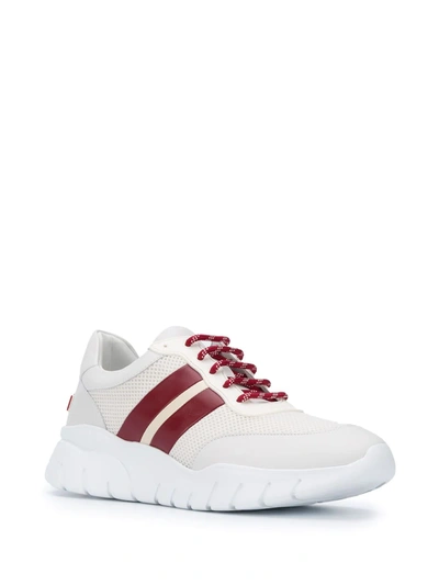 Shop Bally Stripe Detail Sneakers In White