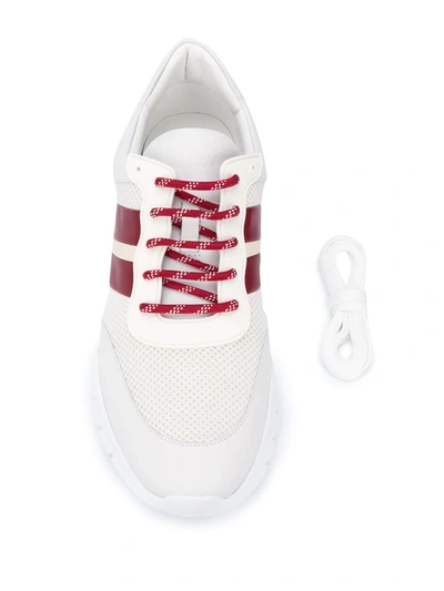 Shop Bally Stripe Detail Sneakers In White