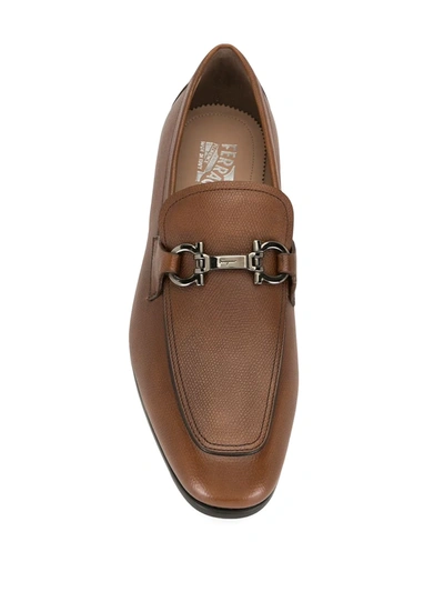 Ferragamo Gancini-trim Leather Moccasins In Brown