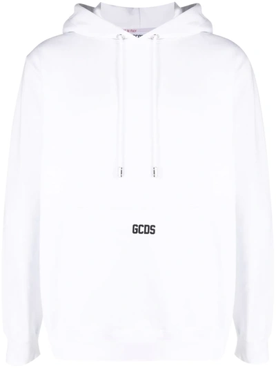Shop Gcds Logo-print Cotton Hoodie In Weiss