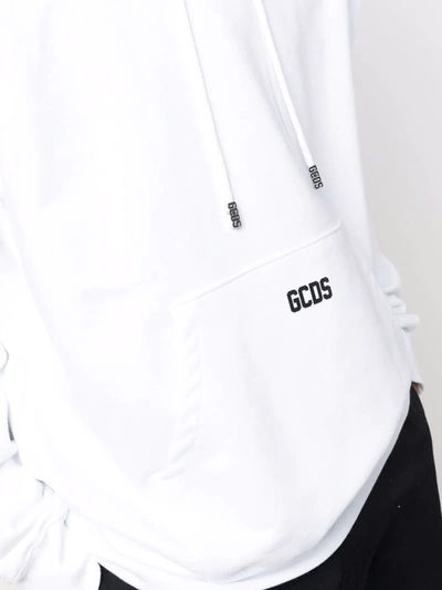 Gcds Logo-print Cotton Hoodie In Weiss