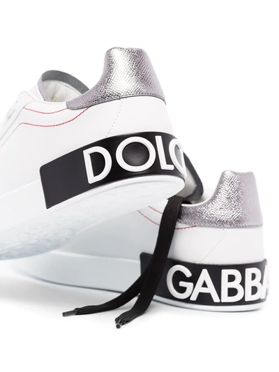 Shop Dolce & Gabbana Portofino Leather Sneakers In White