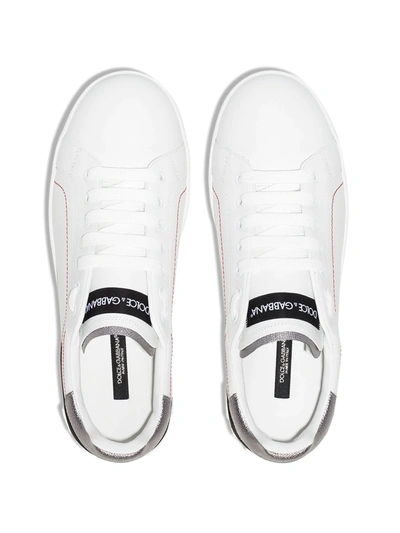 Shop Dolce & Gabbana Portofino Leather Sneakers In White