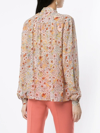 Shop Giambattista Valli Floral Print Blouse In Neutrals