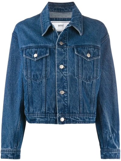 Shop Ami Alexandre Mattiussi Boxy-fit Denim Jacket In Blue