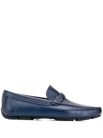 Shop Ferragamo Antigua Driver Loafers In Blue