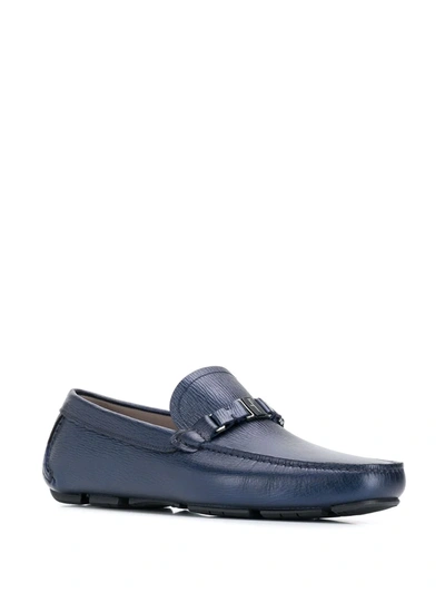 Ferragamo Mens Parigi Blue Leather Loafers, Brand Size 6 In Blue