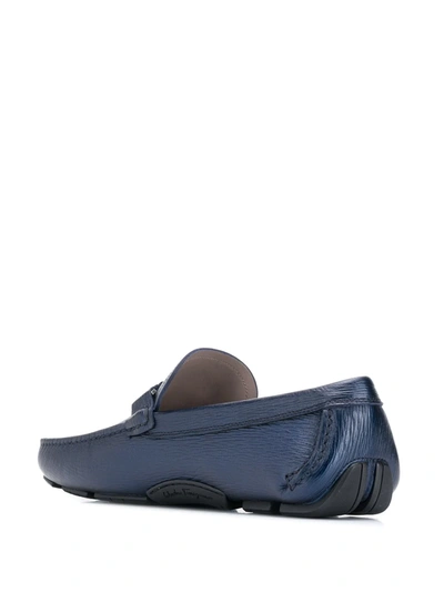 Shop Ferragamo Antigua Driver Loafers In Blue