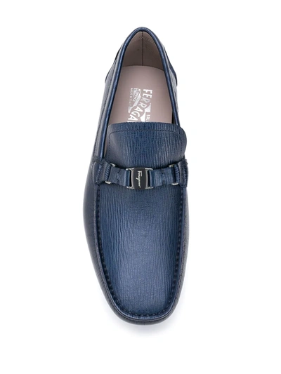 Ferragamo Mens Parigi Blue Leather Loafers, Brand Size 6 In Blue
