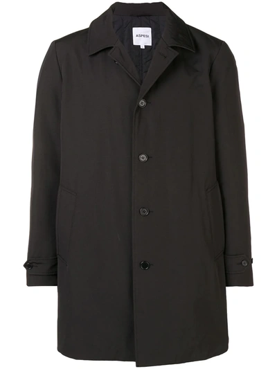 Shop Aspesi Loose Fit Buttoned Coat In Black