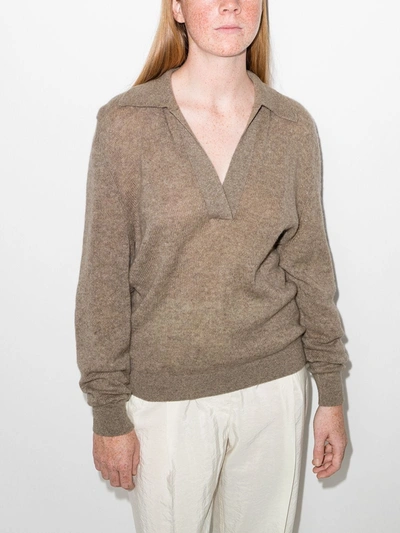 Shop Khaite Jo Open Collar Jumper In Neutrals